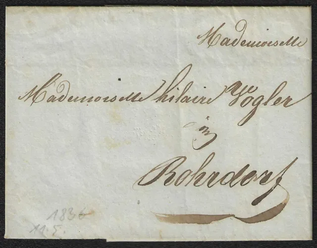 AA361) Schweiz Vorphila Beleg WOHLEN nach Rohrdorf 1836