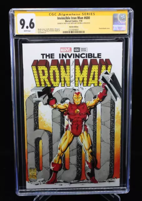 Invincible Iron Man #600 - Signed & Sketch Anthony Castrillo (CGC 9.6) 2018
