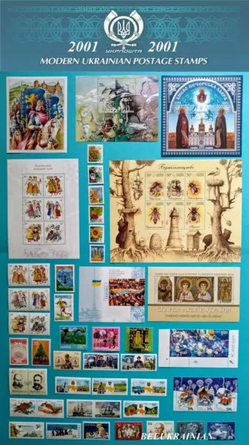 NEW Ukraine 2001 year COMPLETE Full Set of Ukrainian stamps, blocks sheets MNH**