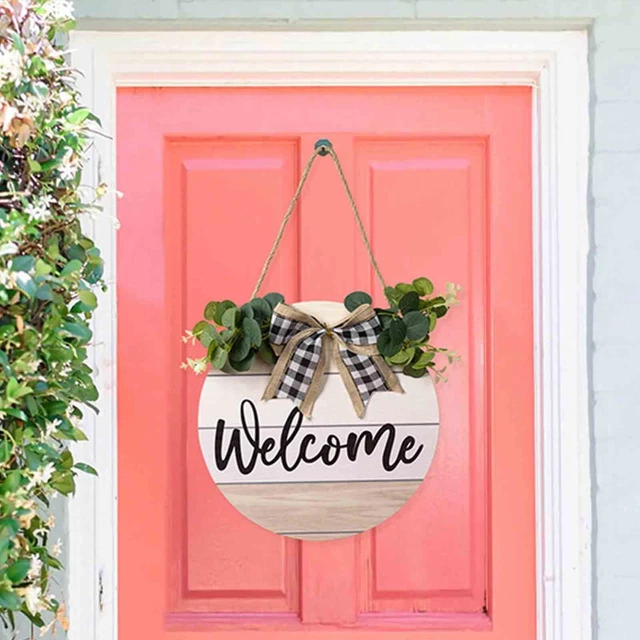 HAOSHICS Panneau De Bienvenue Rustique En Bois Pour Porte D'entrée