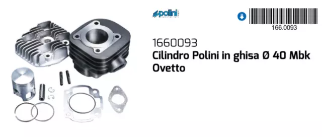 1660093 POLINI Cilindro COMPLETO Ø40 Aprilia Sonic 50 1998-2007