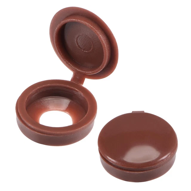Plástico Bisagras Tornillo Cubierta Tapas 5mm Agujero Plegable, Marrón 100pzs