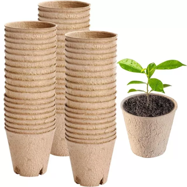 50 Pcs Nursery Pots Biodegradable Paper Pulp Peat Pot Plant Nursery Cups-