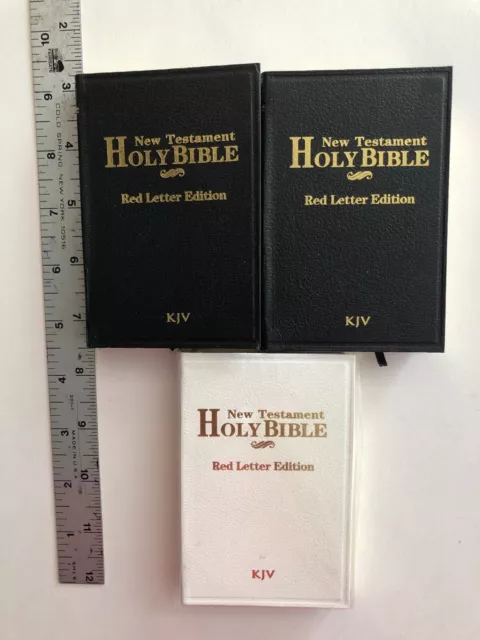 Set of 3 Holy Bible New Testament Red Letter Edition KJV Pocket (Black & White)