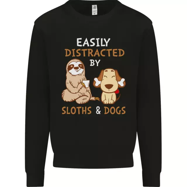 Easily Distracted Dogs & Sloths Funny ADHD Mens Sweatshirt Jumper