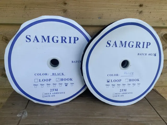Gancho y cinta de bucle SAMGRIP grado industrial 25m x 20mm de ancho - coser...