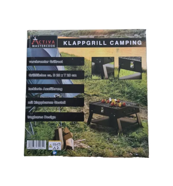 ACTIVA Klappgrill Camping Minigrill tragbarer Grill Picknickgrill Holzkohlegrill