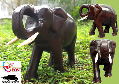 Wooden Elephant Figure Hand Carved Elephant Sculpture Home Decor Lucky Statue