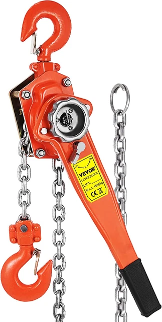 Happybuy Manual Lever Hoist 3300 lbs 1,5T Manutention 1,5M 1-1/2 Ton 5ft