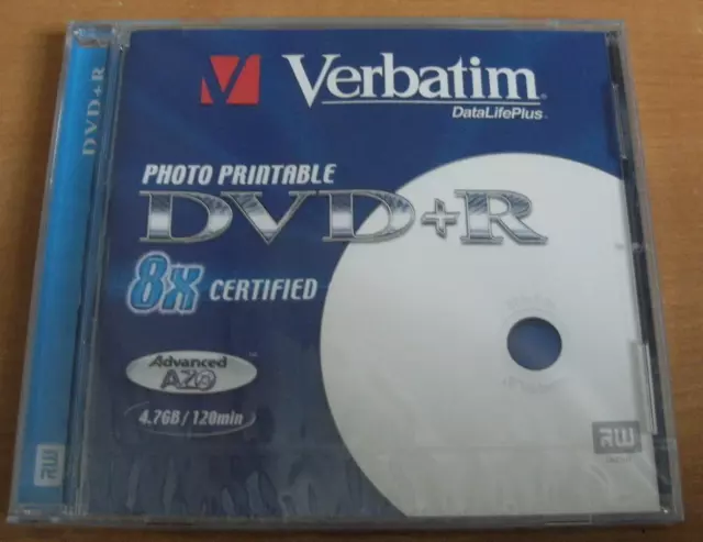 Verbatim DVD+R 16x 4.7GB Printable Single, jewel case