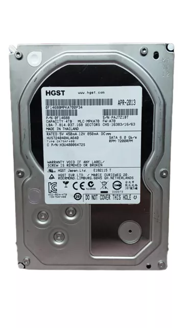 Lot of 2 HGST HUS724040ALA640 UltraStar 7K4000 4TB 3.5" SATA III Enterprise HDD