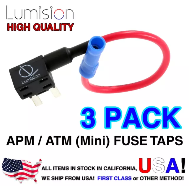 3 PACK Lumision Add-A-Circuit Mini ATM APM Fuse Tap Lot Dash Cam Radar Install