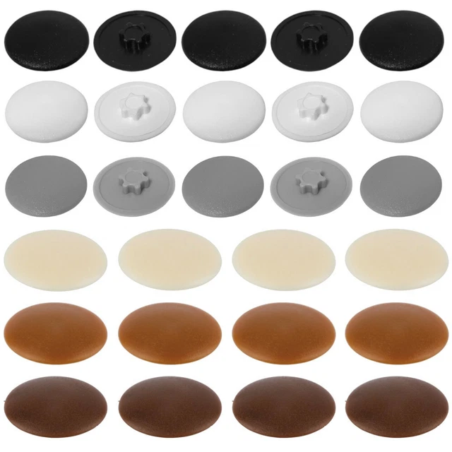 20pcs White Plastic Screw Cap Hinged Cover Buttons - Fold Furniture Decorative Caps