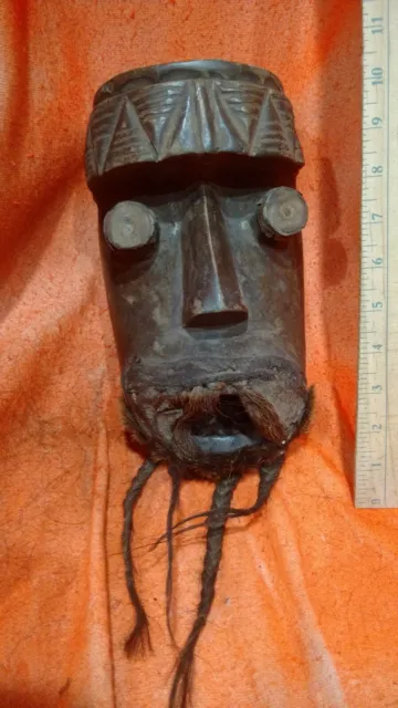 Bearded Grebo Mask with Tubular Eyes — Authentic Carved Wood African Art
