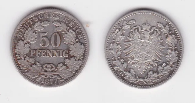 50 Pfennig Silber Münze Deutsches Reich 1877 C ss (164685)