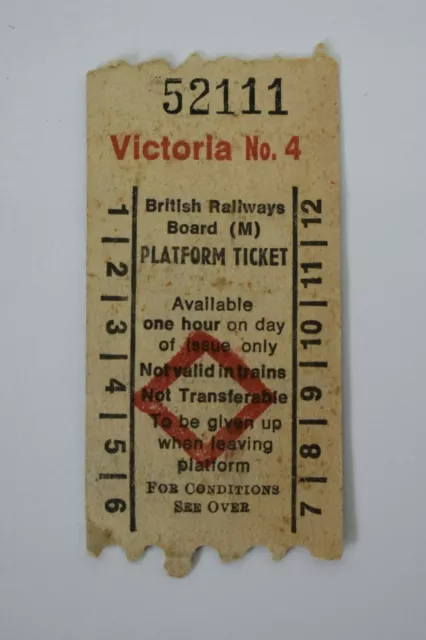 British Railways Board (M) Platform Ticket No 52111 VICTORIA No.4