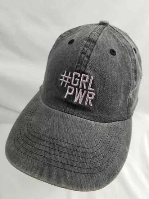 Girl Power Black Denim Adjustable Baseball Ball Cap Hat