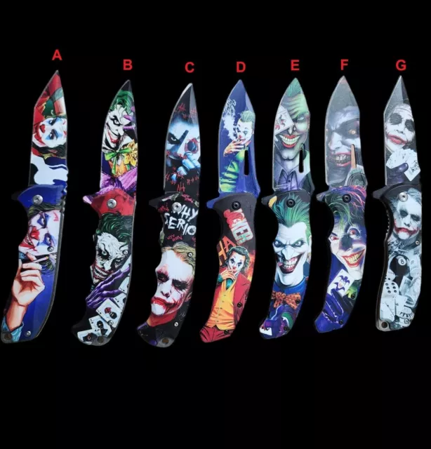 Joker Print 8" SPRING OPEN ASSISTED TACTICAL FOLDING POCKET KNIFE EDC Blade 2