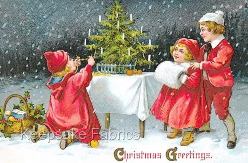 Victorian Christmas Children Quilt Block Multi Szs FrEE ShiP WoRld WiDe  (B4