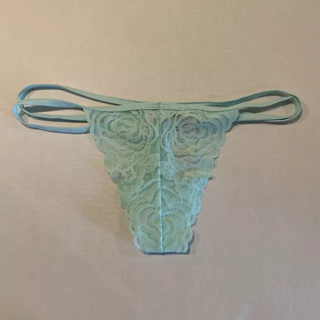 NWT vintage victorias secret mint green lace  thong small