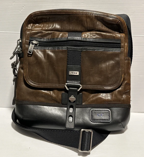 TUMI Alpha Bravo Annapolis Zip Flap Leather Messenger Bag Dark Brown Crossbody