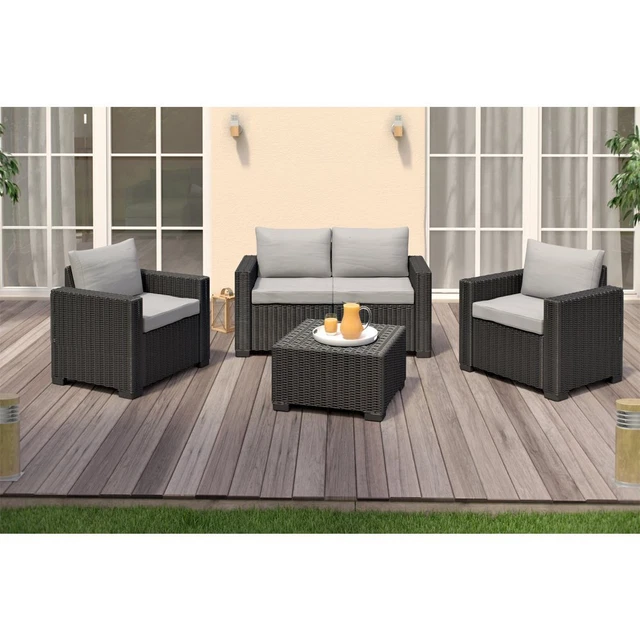 KETER CALIFORNIA POLY Rattan LoungeSet 4tlg Gartenmöbel Sitzgruppe