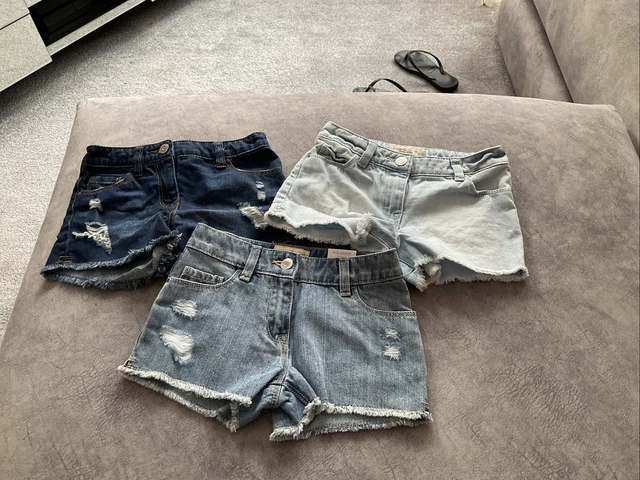 Next Girls Blue Denim Shorts Bundle Age 6 Years Adjustable Waist