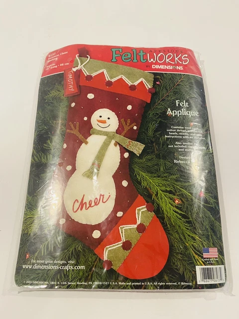 Nuevo Dimensions Felt Aplique Works muñeco de nieve kit de medias de Navidad #8137