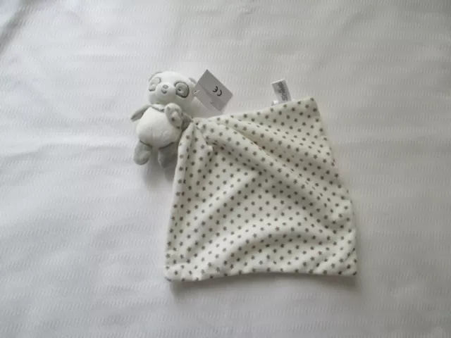 doudou  panda koala SHIMA  blanc étoiles grises mouchoir
