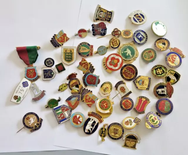 Job Lot of Vintage 1960s to 1980s Enamel Bowling Badges