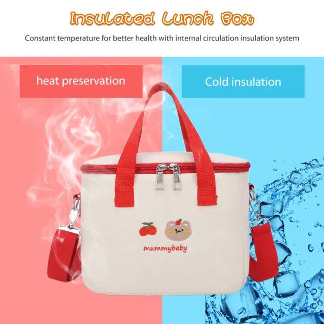 Bolsa de almuerzo impermeable dibujos animados tela Oxford bordado paquetes con cremallera Bento (rojo)