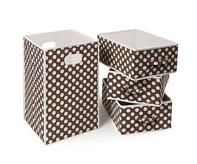 Fabric Folding Square Hamper And 3 Storage Basket Set