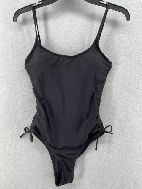 Top Shop Swimsuit Womens Sz 6 Black One Piece Spaghetti Strap Side Ties NWOT