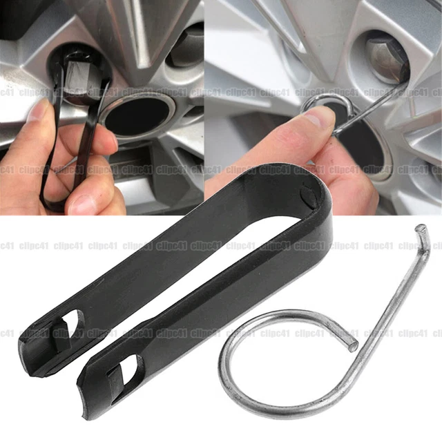 CAR WHEEL LUG Nut Bolt Center Cover Cap Extractor Removal Clip + Hook