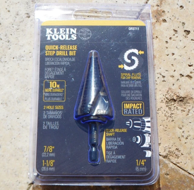 🌟🎈 KLEIN TOOLS QRST11 Quick-Release Step Drill Bit #11 7/8 to 1-1/8-Inch 🌟