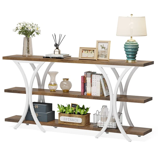 TRIBESIGNS 3TIER LONG Entryway Console Table Narrow Sofa Table Behind