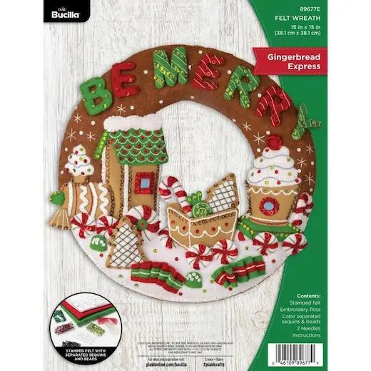 Bucilla Filzkranz Applikationsset 15" rund - Lebkuchen Express 89677E