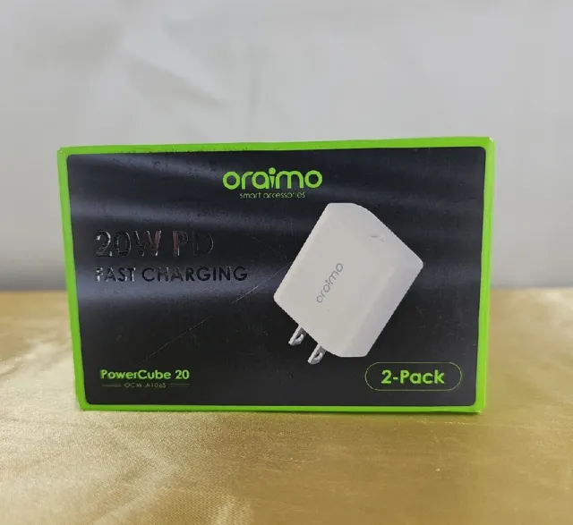 [2-Pack] USB C Wall Charger, oraimo Charger Block 20W, PD Fast Charging Power