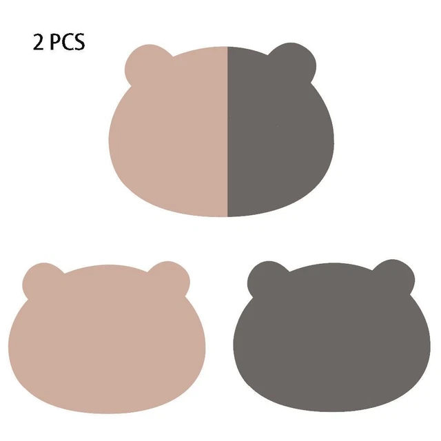 2 pcs Little Bear Kitchen Cutlery Mat Leather Bear Cutlery Mat  Room
