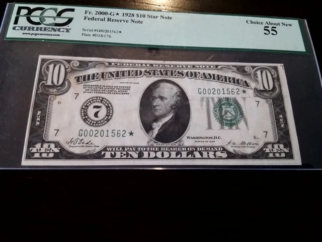 1928 $10 FRN CHICAGO Numeric "7" STAR Note FR#2000-G* ~ PCGS CH About New AU55 ~