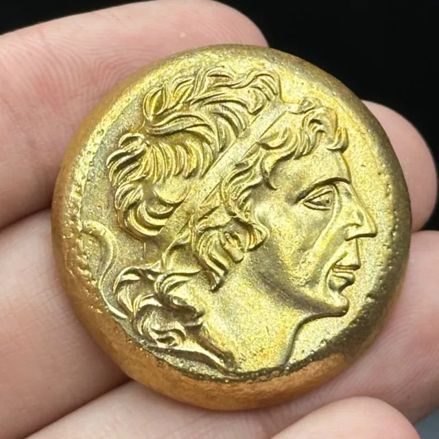 Ancient Greek King Gold Coated Coin - Professionally Cleaned