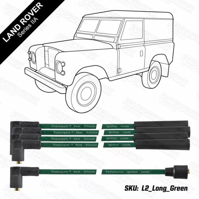 Land Rover Series 2a IIa 1961 to 1971 8mm Green Double Silicone HT Leads