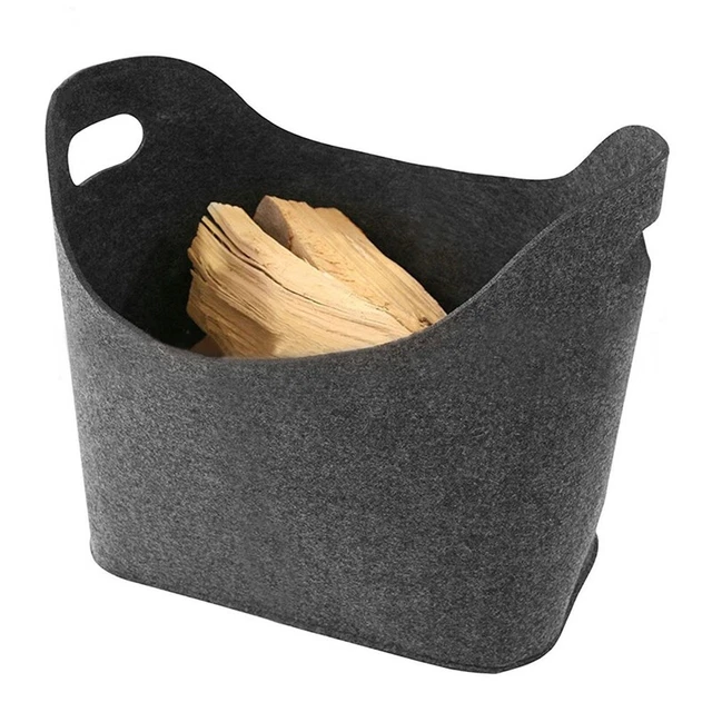 2 PIEZAS Soporte de leña gris oscuro para hogar, cesta de almacenamiento, juego G5T8