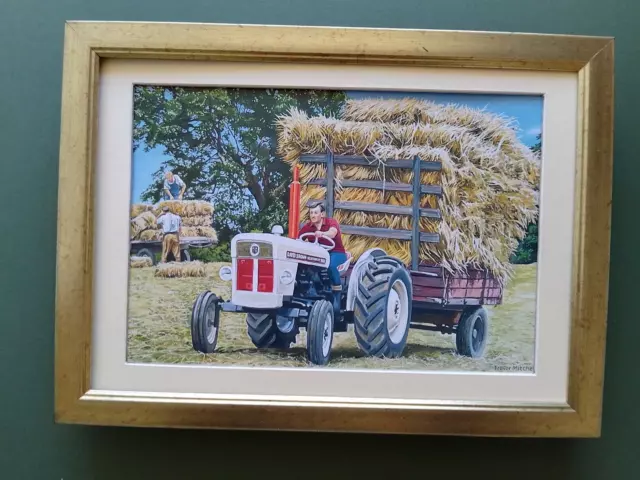 Trevor Mitchell Tractor print 'David Brown 880' Selectamatic  FRAMED