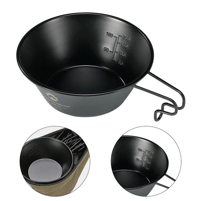 destyer Batterie de Cuisine Pot Léger Vaisselle Ustensiles Pliants Titane Pur Équipement de Camping Randonnée Pêche Fournitures Bol 450ML