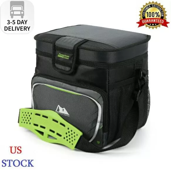 ARCTIC ZONE 9 Can Zipperless Soft Sided Cooler with Hard Liner, Grey ...