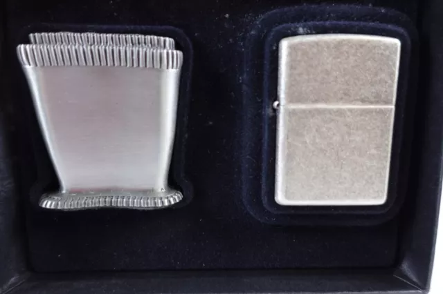 Zippo Antique Silver Plate Lady Barbara Lighter Table Insert Combo Unstruck