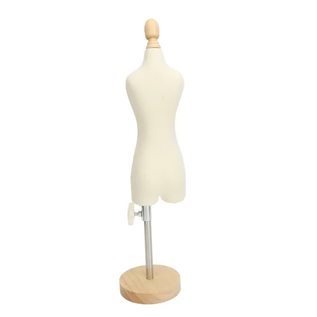 (1/4)Dress Form Female Mannequin Torso Mini Dress Model With Wooden Base Z1