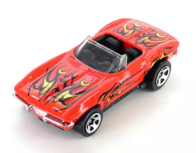 Hot Wheels 65 Corvette Spielzeug Sportwagen rote Flammen Chevrolet 1999 Mattel Druckguss