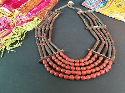Old Nagaland Tribal Necklace with Brown & Red Beads... collection piece
